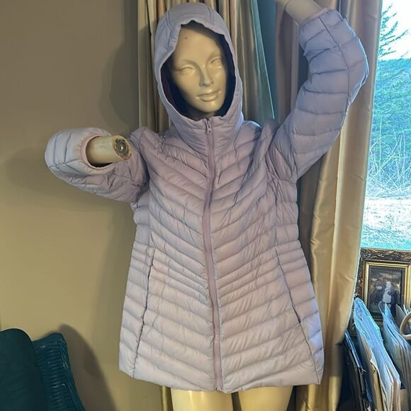 Land’s End women’s puffer hooded coat ultralight quilted down pack Lavender Var - Picture 15 of 17